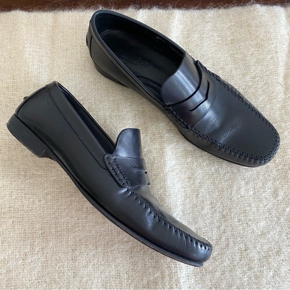 Ermenegildo Zegna black leather penny loafers Made in Italy
